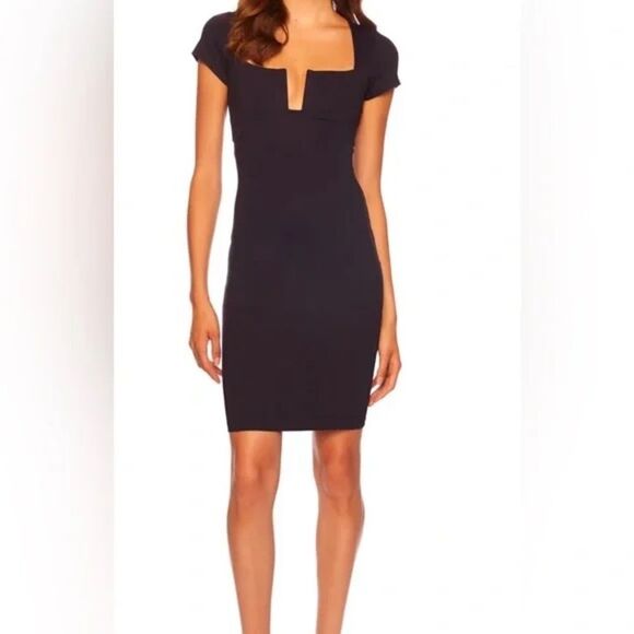 Susana Monaco Dresses & Skirts - SUSANA MONACO Wire Short Sleeve Midnight Blue Square Neck Contemporary Dress NWT
